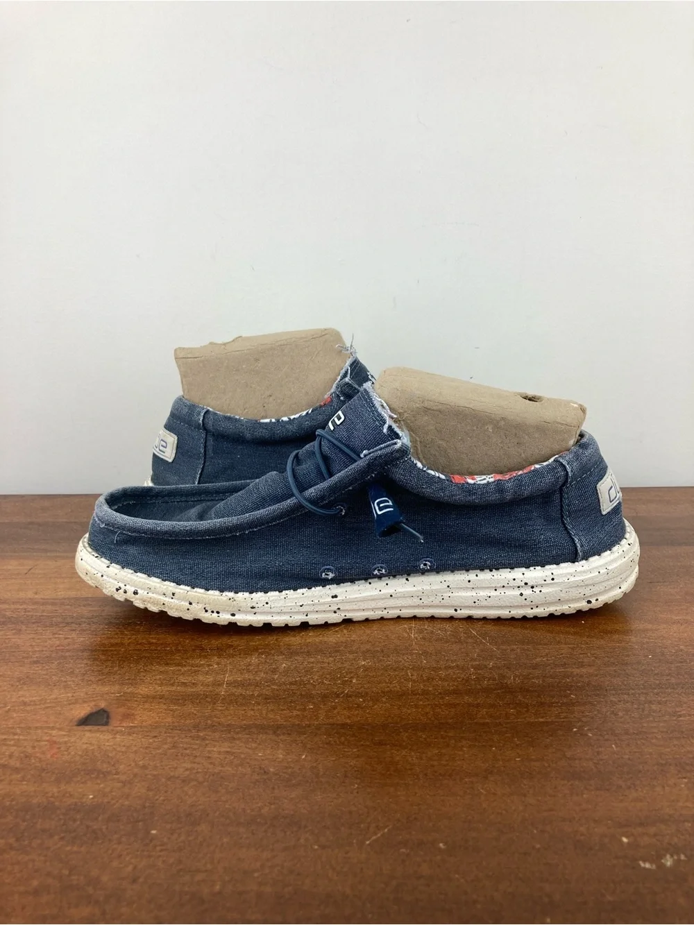 Hey Dude Wally Stretch Blue Loafers Slip On Shoes Speckled Sole Men’s Size 9.